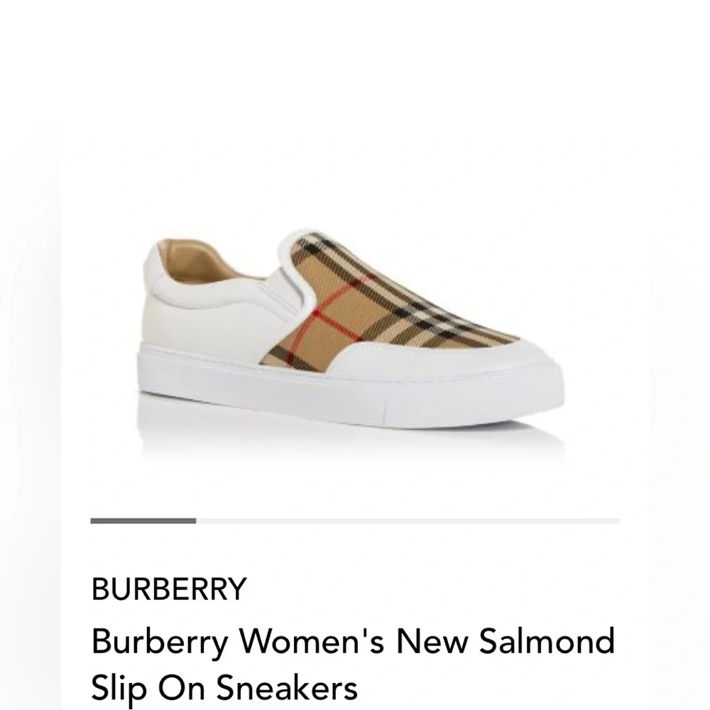 Burberry Women’s New Salmond Slip On Sneakers. NWB. White/Archive Beige. Size:11